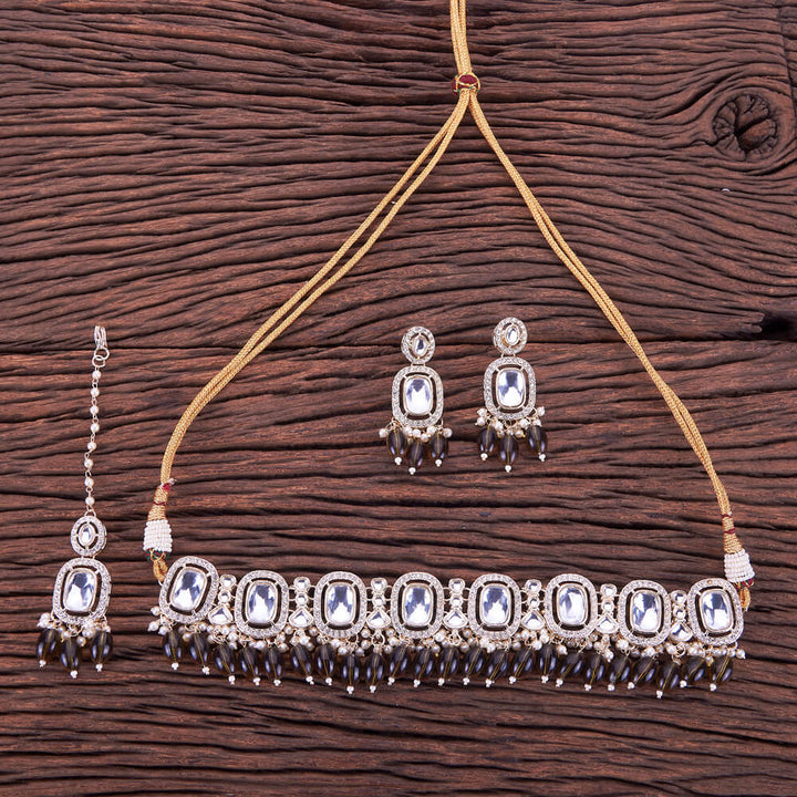 Indo Western Stone Necklace With Gold Plating 109833