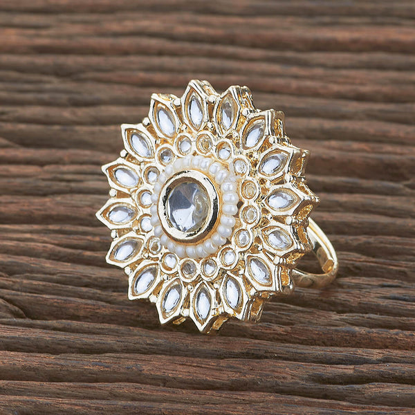 Indo Western Adjustable Ring With Gold Plating 109842