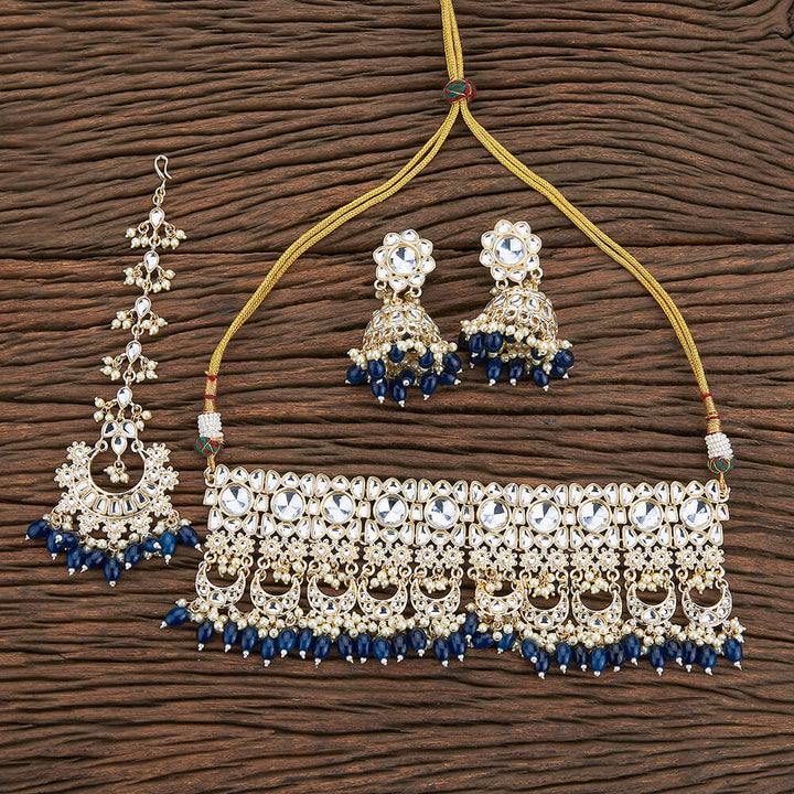 Indo Western Choker Necklace With Gold Plating 109855