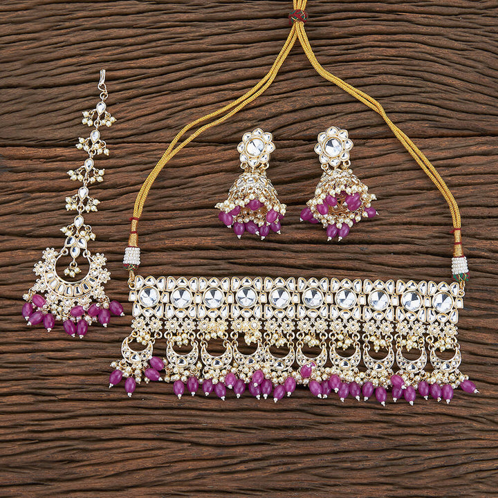 Indo Western Choker Necklace With Gold Plating 109855