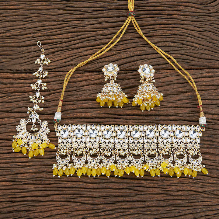 Indo Western Choker Necklace With Gold Plating 109855