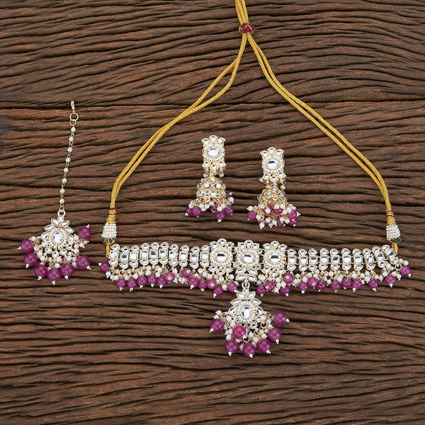 Indo Western Beads Necklace With Gold Plating 109890