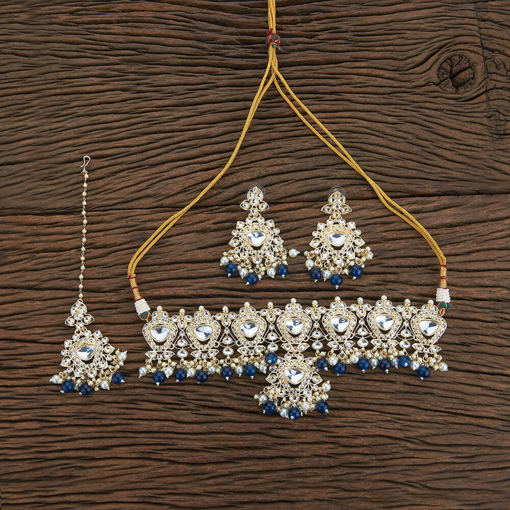 Indo Western Beads Necklace With Gold Plating 109924