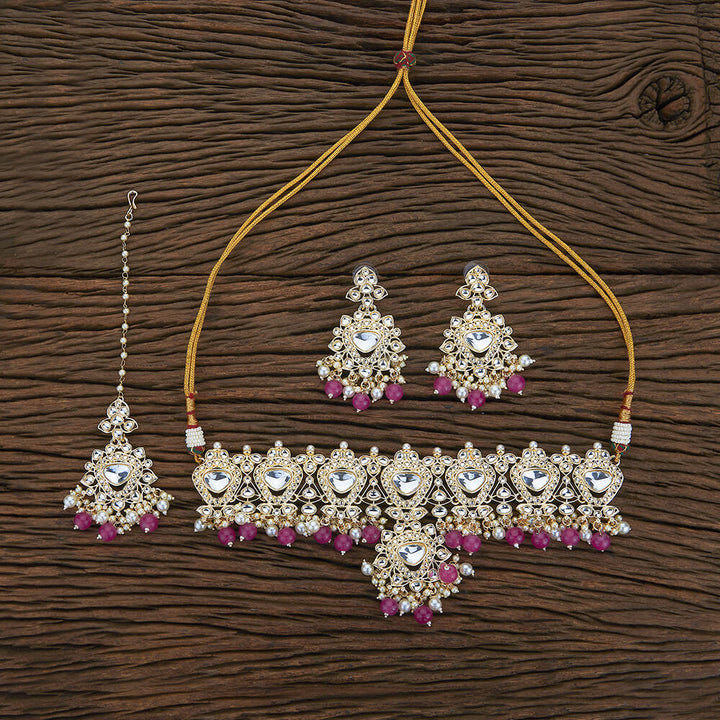 Indo Western Beads Necklace With Gold Plating 109924