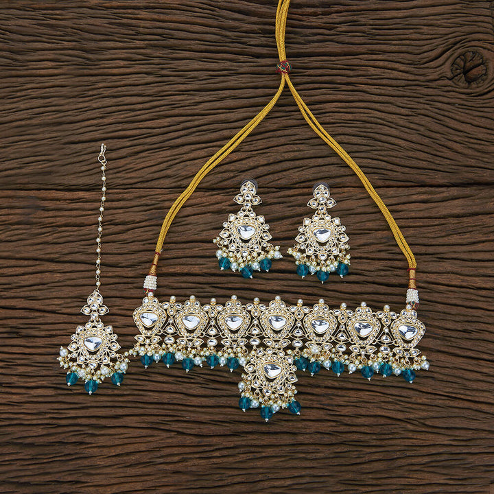 Indo Western Beads Necklace With Gold Plating 109924