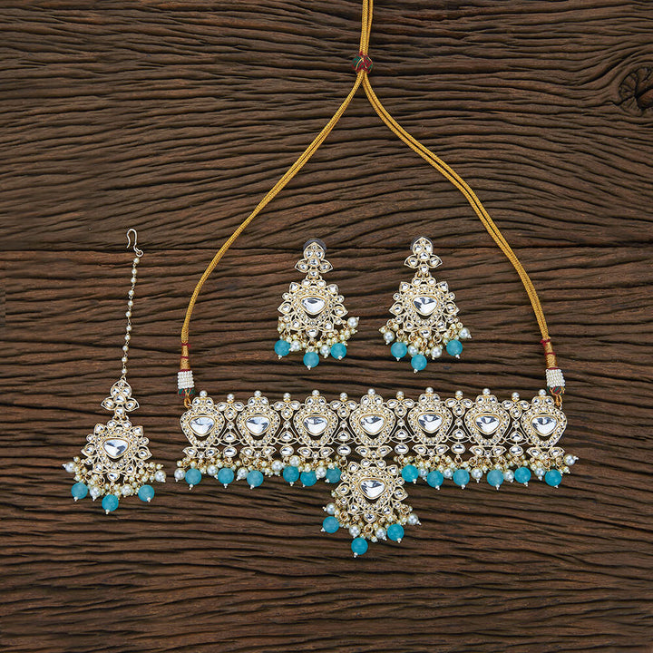 Indo Western Beads Necklace With Gold Plating 109924