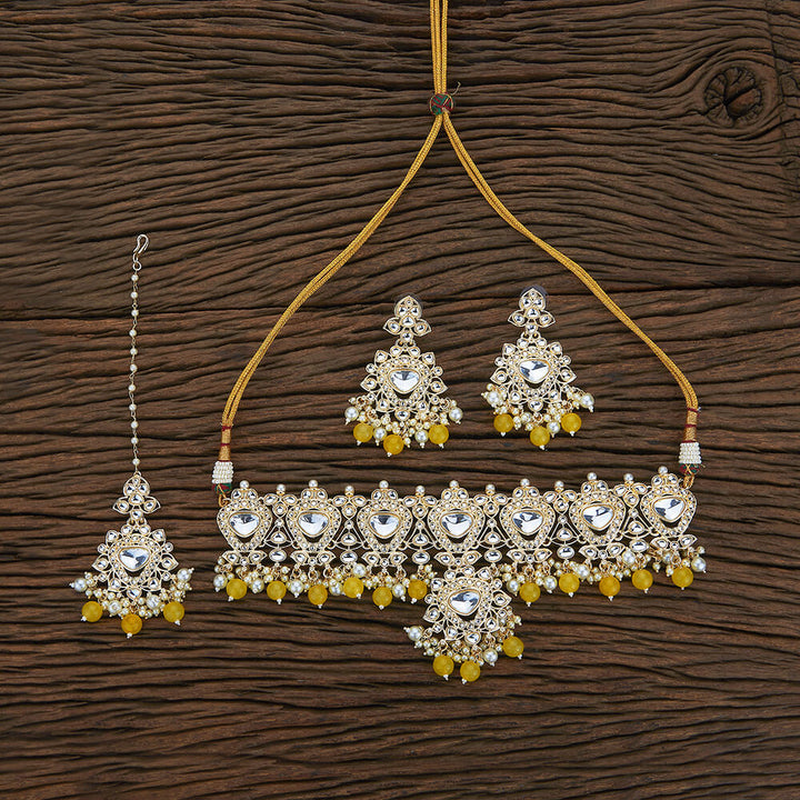 Indo Western Beads Necklace With Gold Plating 109924