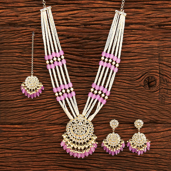 Indo Western Beads Necklace With Gold Plating 109937