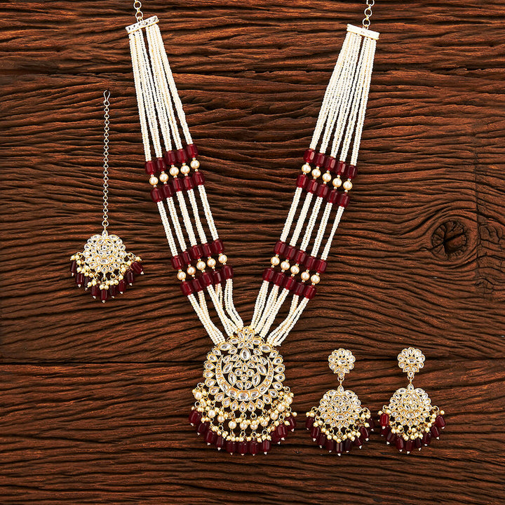 Indo Western Beads Necklace With Gold Plating 109937