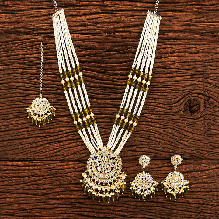 Indo Western Beads Necklace With Gold Plating 109937