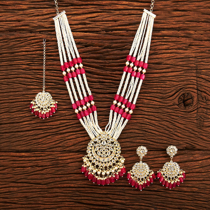 Indo Western Beads Necklace With Gold Plating 109937