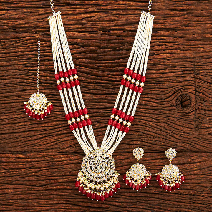 Indo Western Beads Necklace With Gold Plating 109937