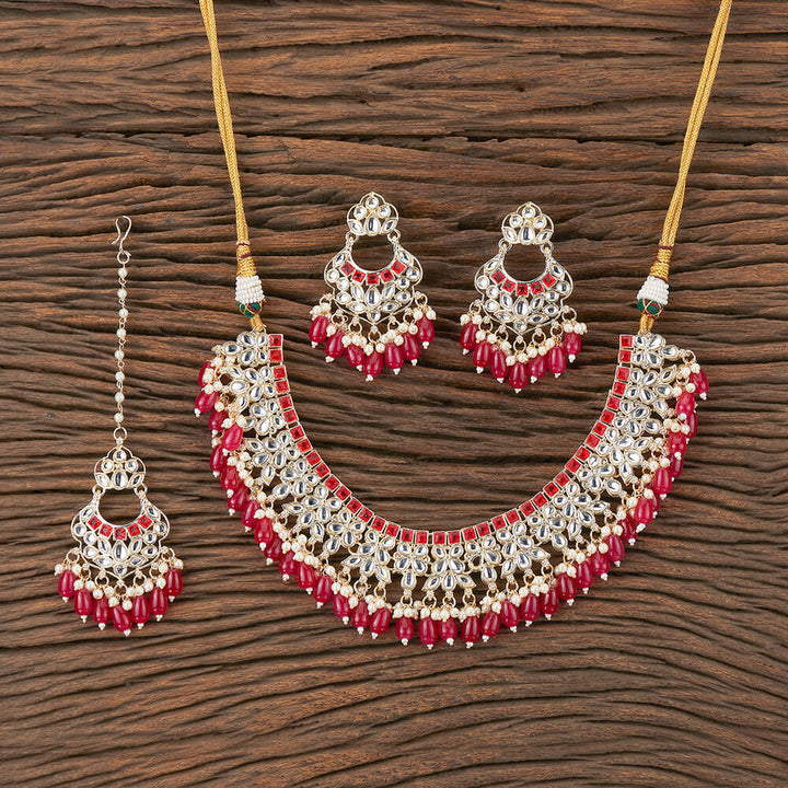 Indo Western Classic Necklace With Gold Plating 109995