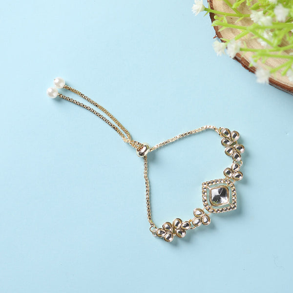 Indo Western Adjustable Bracelet With Gold Plating 110121