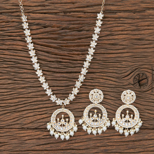 Indo Western Pearl Necklace Set With Gold Plating 110129