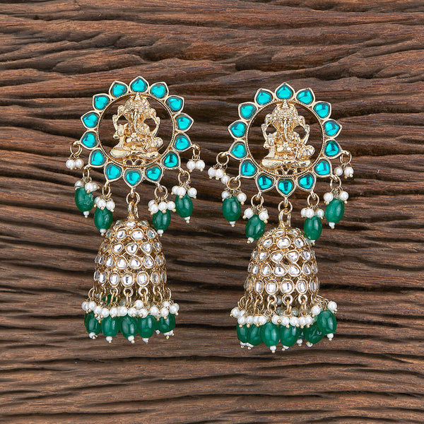 Indo Western Temple Earring With Mehndi Plating 110193