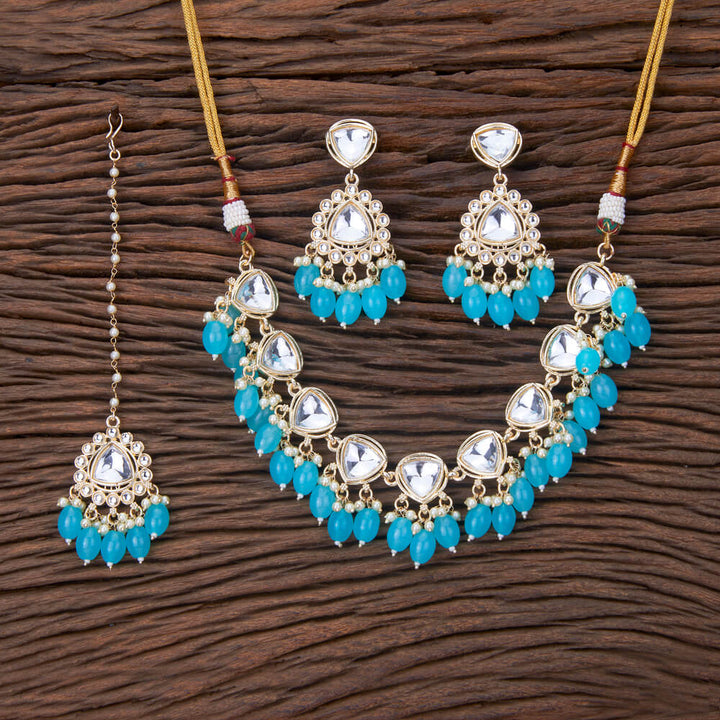 Indo Western Beads Necklace With Gold Plating 110202