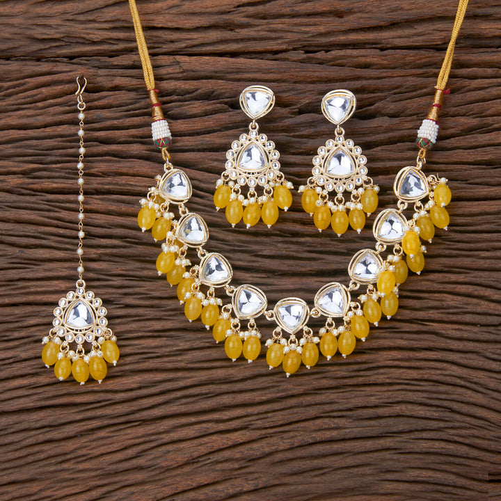 Indo Western Beads Necklace With Gold Plating 110202