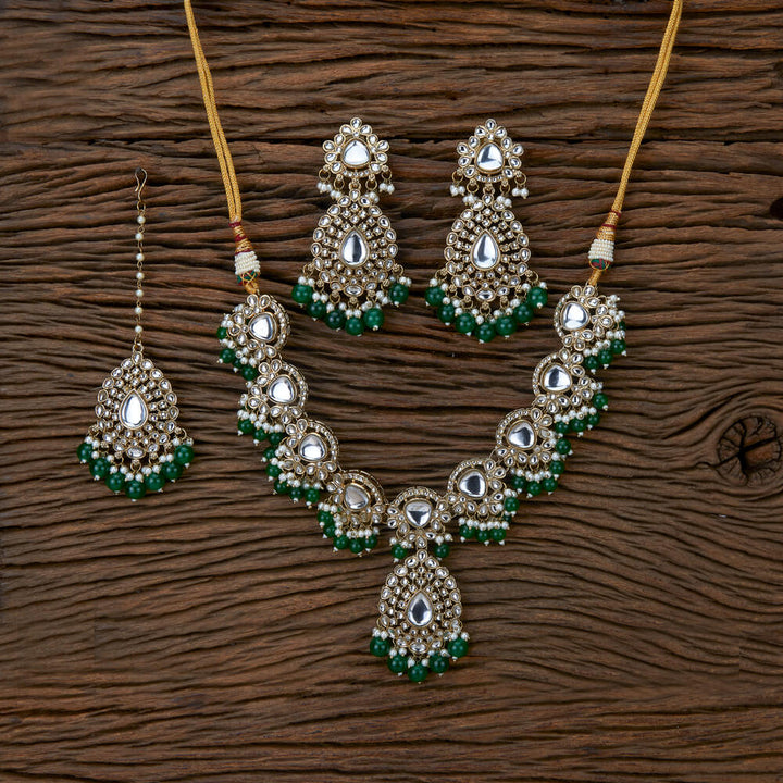 Indo Western Kundan Necklace With Mehndi Plating 110209