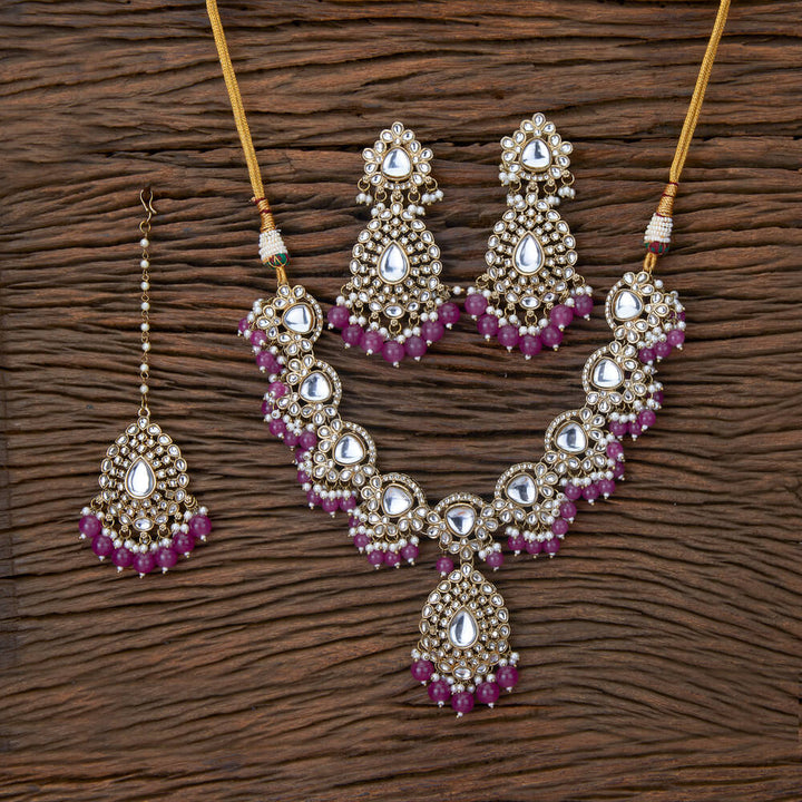 Indo Western Kundan Necklace With Mehndi Plating 110209