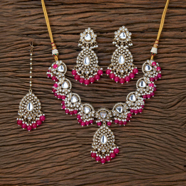 Indo Western Kundan Necklace With Mehndi Plating 110209