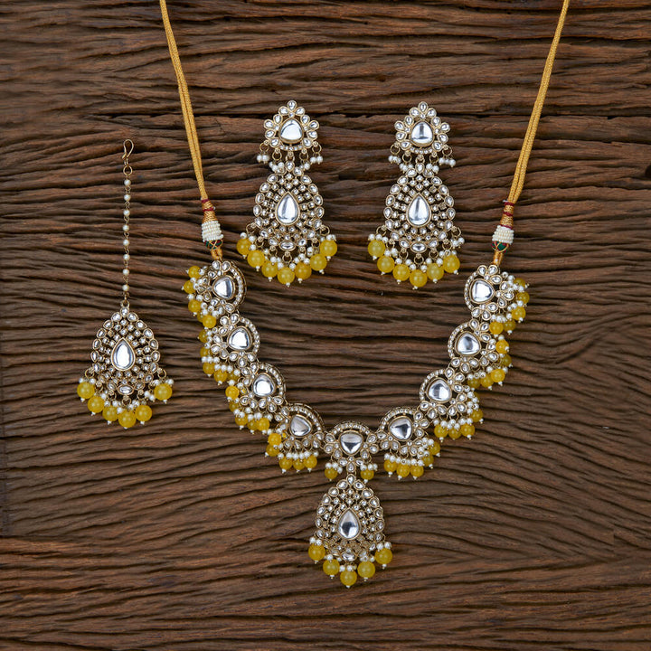 Indo Western Kundan Necklace With Mehndi Plating 110209