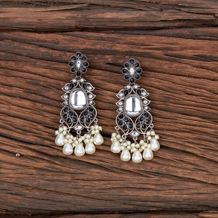 Indo Western Pearl Earring With Oxidised Plating 110255