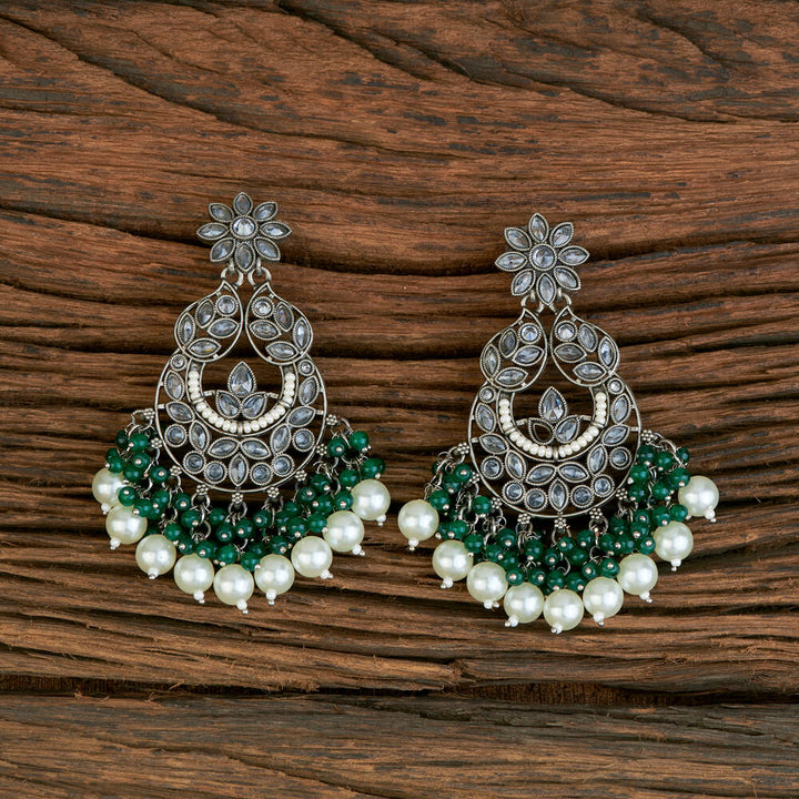 Indo Western Chand Earring With Black Plating 110295