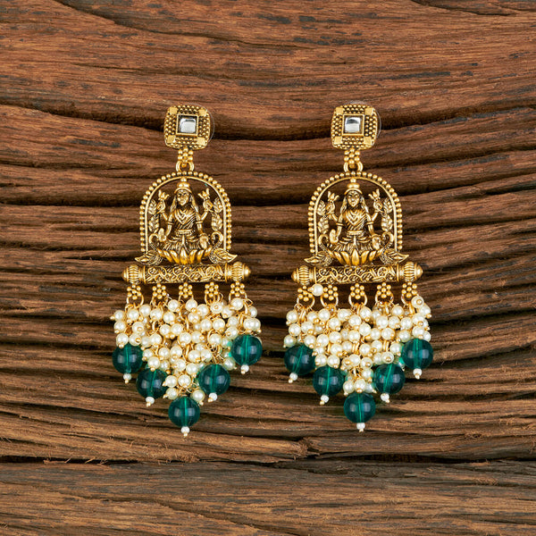 Indo Western Temple Earring With Matte Gold Plating 110313