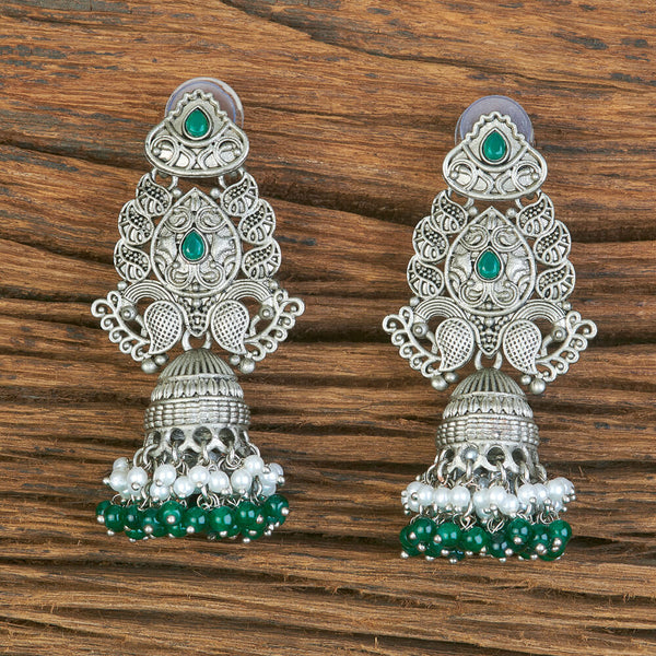 Indo Western Peacock Earring With Oxidised Plating 110346