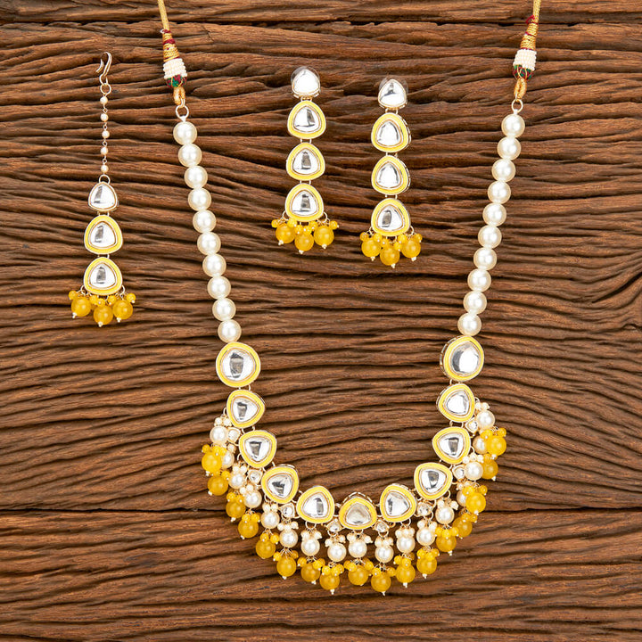 Indo Western Long Necklace With Gold Plating 110382