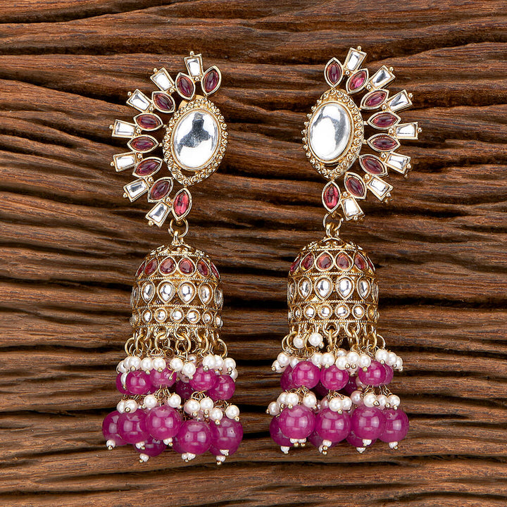 Indo Western Beads Earring With Mehndi Plating 110428