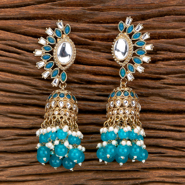 Indo Western Beads Earring With Mehndi Plating 110428