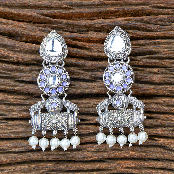 Indo Western Moti Earring With Oxidised Plating 110475