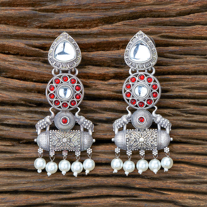 Indo Western Moti Earring With Oxidised Plating 110475