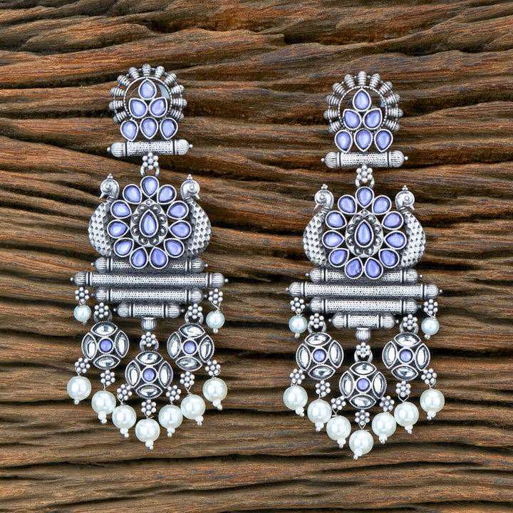 Indo Western Peacock Earring With Oxidised Plating 110479