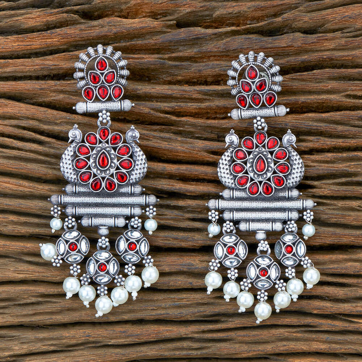 Indo Western Peacock Earring With Oxidised Plating 110479