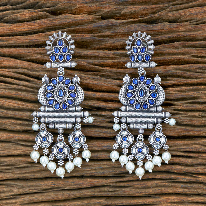 Indo Western Peacock Earring With Oxidised Plating 110479