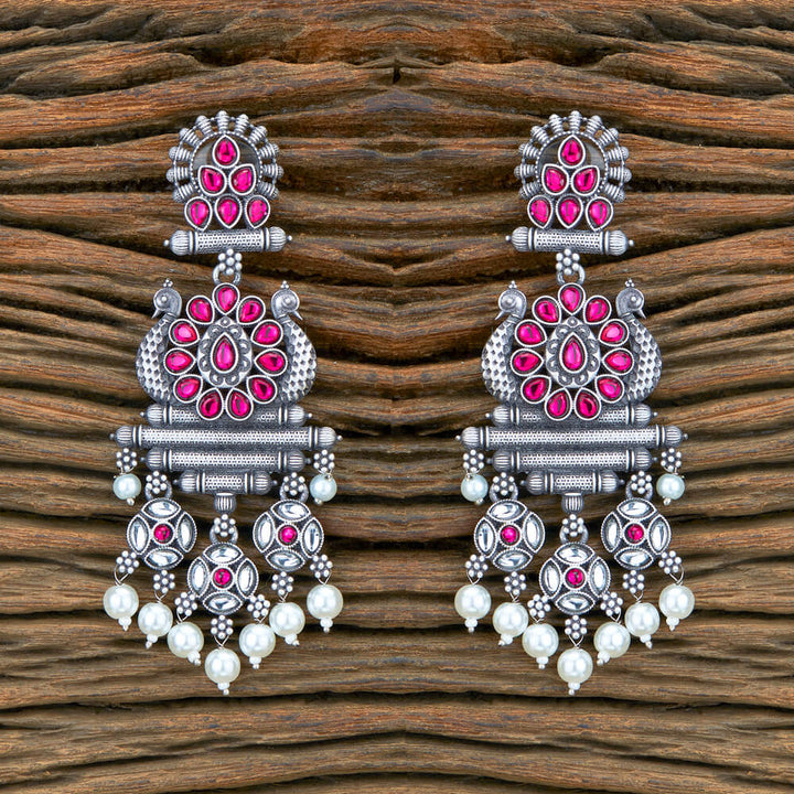 Indo Western Peacock Earring With Oxidised Plating 110479