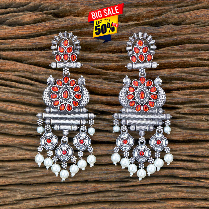 Indo Western Peacock Earring With Oxidised Plating 110479