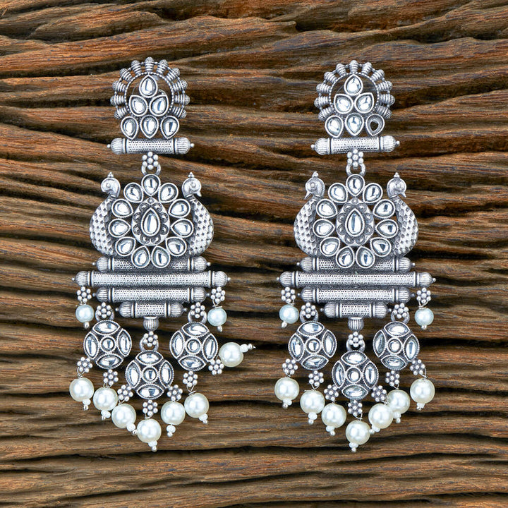 Indo Western Peacock Earring With Oxidised Plating 110479