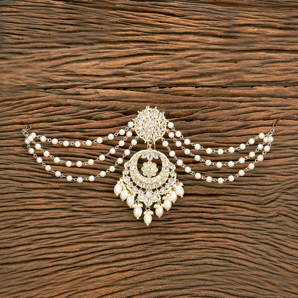 Indo Western Moti Hair Brooch With Gold Plating 110501