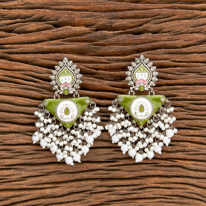 Indo Western Meenakari Earring With Oxidised Plating 110527