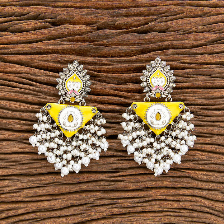 Indo Western Meenakari Earring With Oxidised Plating 110527