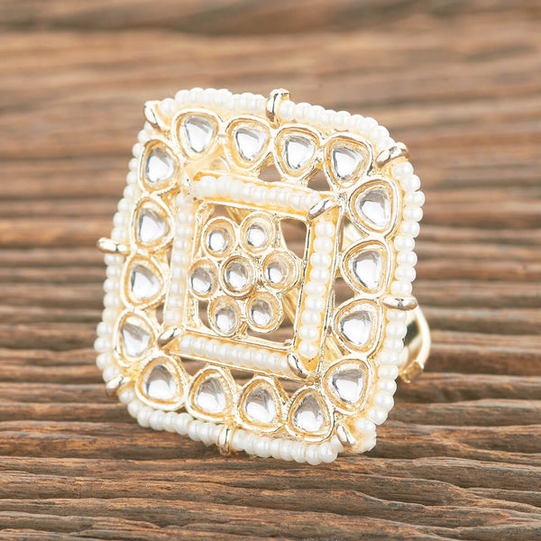 Indo Western Adjustable Ring With Gold Plating 110551