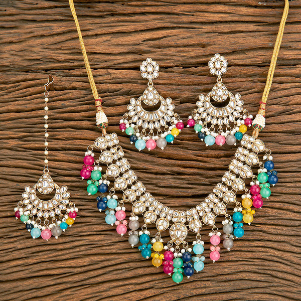 Indo Western Beads Necklace With Mehndi Plating 110596