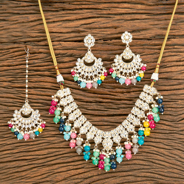 Indo Western Beads Necklace With Gold Plating 110597