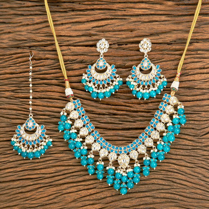 Indo Western Beads Necklace With Gold Plating 110597