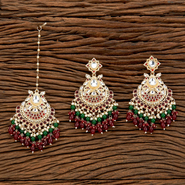 Indo Western Classic Earring Tikka With Gold Plating 110674