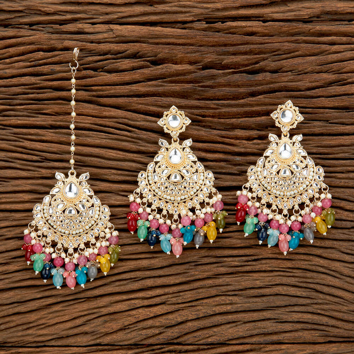 Indo Western Classic Earring Tikka With Gold Plating 110674